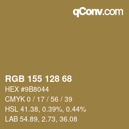 Color code: RGB 155 128 68 | qconv.com