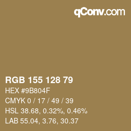 カラーコード: RGB 155 128 79 | qconv.com