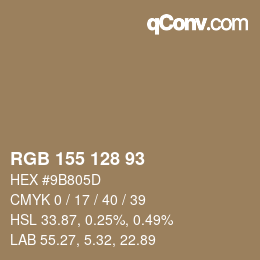 カラーコード: RGB 155 128 93 | qconv.com