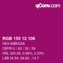 カラーコード: RGB 155 12 106 | qconv.com