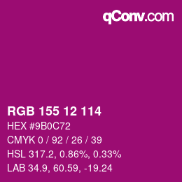カラーコード: RGB 155 12 114 | qconv.com