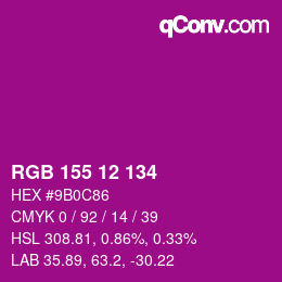 Color code: RGB 155 12 134 | qconv.com
