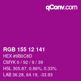 カラーコード: RGB 155 12 141 | qconv.com