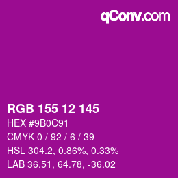 カラーコード: RGB 155 12 145 | qconv.com