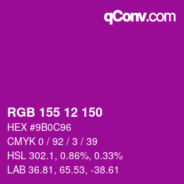 Color code: RGB 155 12 150 | qconv.com