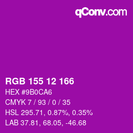 Color code: RGB 155 12 166 | qconv.com