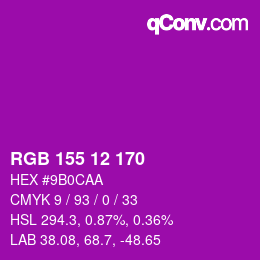 カラーコード: RGB 155 12 170 | qconv.com