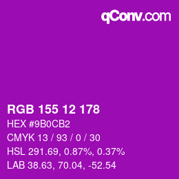 カラーコード: RGB 155 12 178 | qconv.com