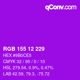 颜色代码: RGB 155 12 229 | qconv.com