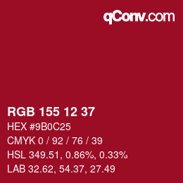 Color code: RGB 155 12 37 | qconv.com