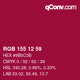 カラーコード: RGB 155 12 59 | qconv.com
