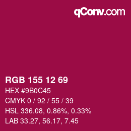 Color code: RGB 155 12 69 | qconv.com