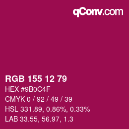 Color code: RGB 155 12 79 | qconv.com