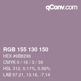 カラーコード: RGB 155 130 150 | qconv.com