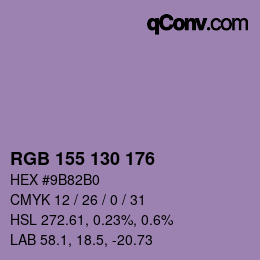 Código de color: RGB 155 130 176 | qconv.com