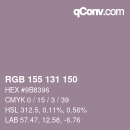 颜色代码: RGB 155 131 150 | qconv.com