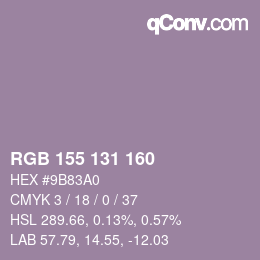 颜色代码: RGB 155 131 160 | qconv.com