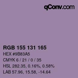 颜色代码: RGB 155 131 165 | qconv.com