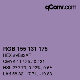 颜色代码: RGB 155 131 175 | qconv.com