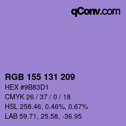カラーコード: RGB 155 131 209 | qconv.com