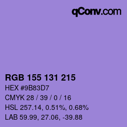 カラーコード: RGB 155 131 215 | qconv.com