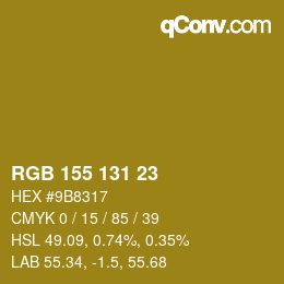 颜色代码: RGB 155 131 23 | qconv.com