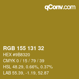 カラーコード: RGB 155 131 32 | qconv.com