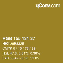Color code: RGB 155 131 37 | qconv.com