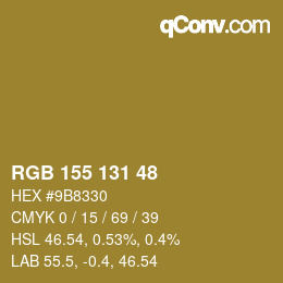 Color code: RGB 155 131 48 | qconv.com