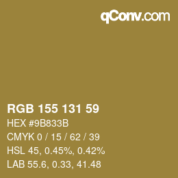 カラーコード: RGB 155 131 59 | qconv.com