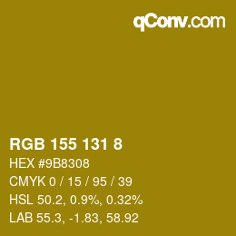 Color code: RGB 155 131 8 | qconv.com