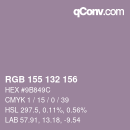 颜色代码: RGB 155 132 156 | qconv.com