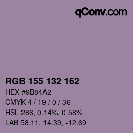 カラーコード: RGB 155 132 162 | qconv.com