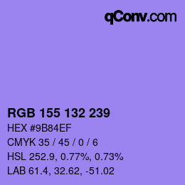 カラーコード: RGB 155 132 239 | qconv.com