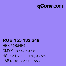 Color code: RGB 155 132 249 | qconv.com