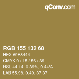 カラーコード: RGB 155 132 68 | qconv.com