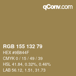 カラーコード: RGB 155 132 79 | qconv.com