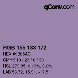 Color code: RGB 155 133 172 | qconv.com