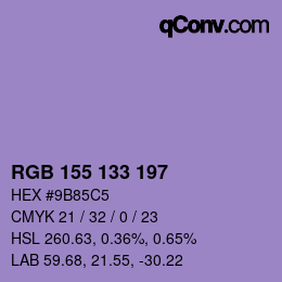 Color code: RGB 155 133 197 | qconv.com