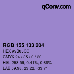 颜色代码: RGB 155 133 204 | qconv.com