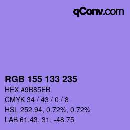颜色代码: RGB 155 133 235 | qconv.com