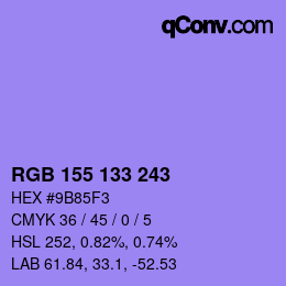 Color code: RGB 155 133 243 | qconv.com