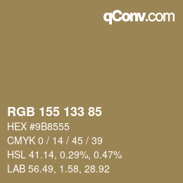 颜色代码: RGB 155 133 85 | qconv.com