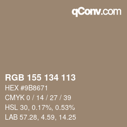 Color code: RGB 155 134 113 | qconv.com