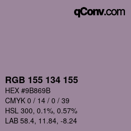 Color code: RGB 155 134 155 | qconv.com