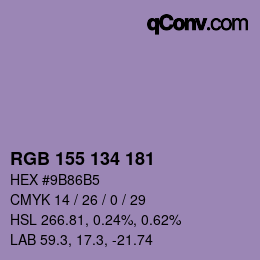 Color code: RGB 155 134 181 | qconv.com