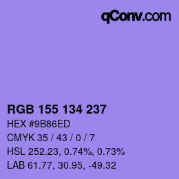 Color code: RGB 155 134 237 | qconv.com
