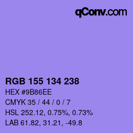 Color code: RGB 155 134 238 | qconv.com