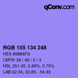 Color code: RGB 155 134 248 | qconv.com