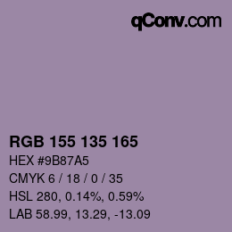 カラーコード: RGB 155 135 165 | qconv.com